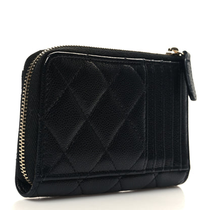 Chanel Caviar Quilted CC Zip Around Card Holder Black 3 of 8