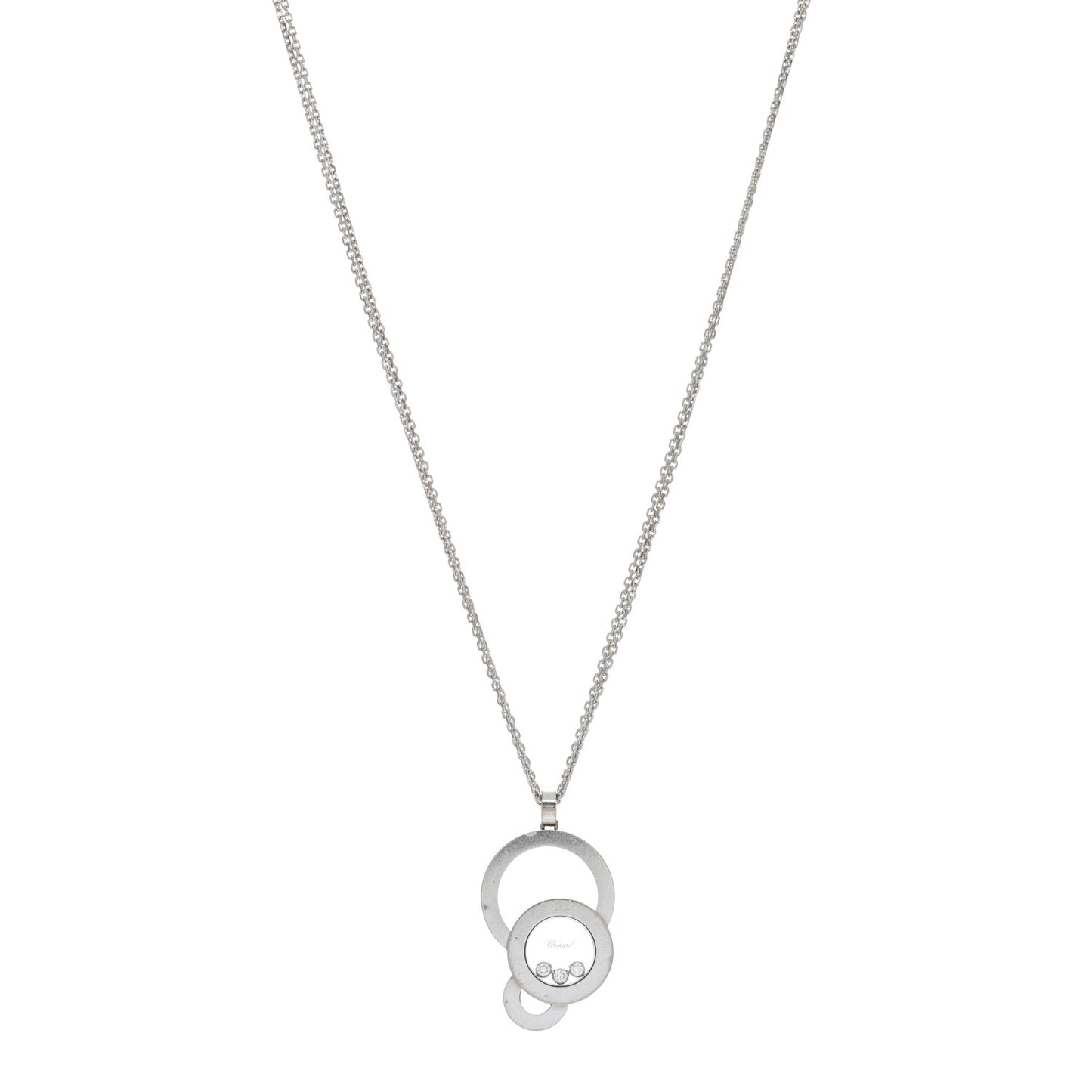 18K White Gold 3 Diamond Happy Bubbles Pendant Necklace