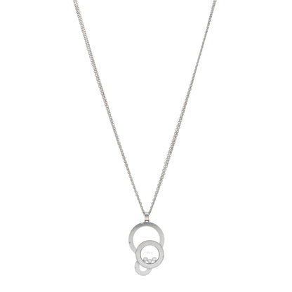 Chopard 18K White Gold 3 Diamond Happy Bubbles Pendant Necklace 1 of 4