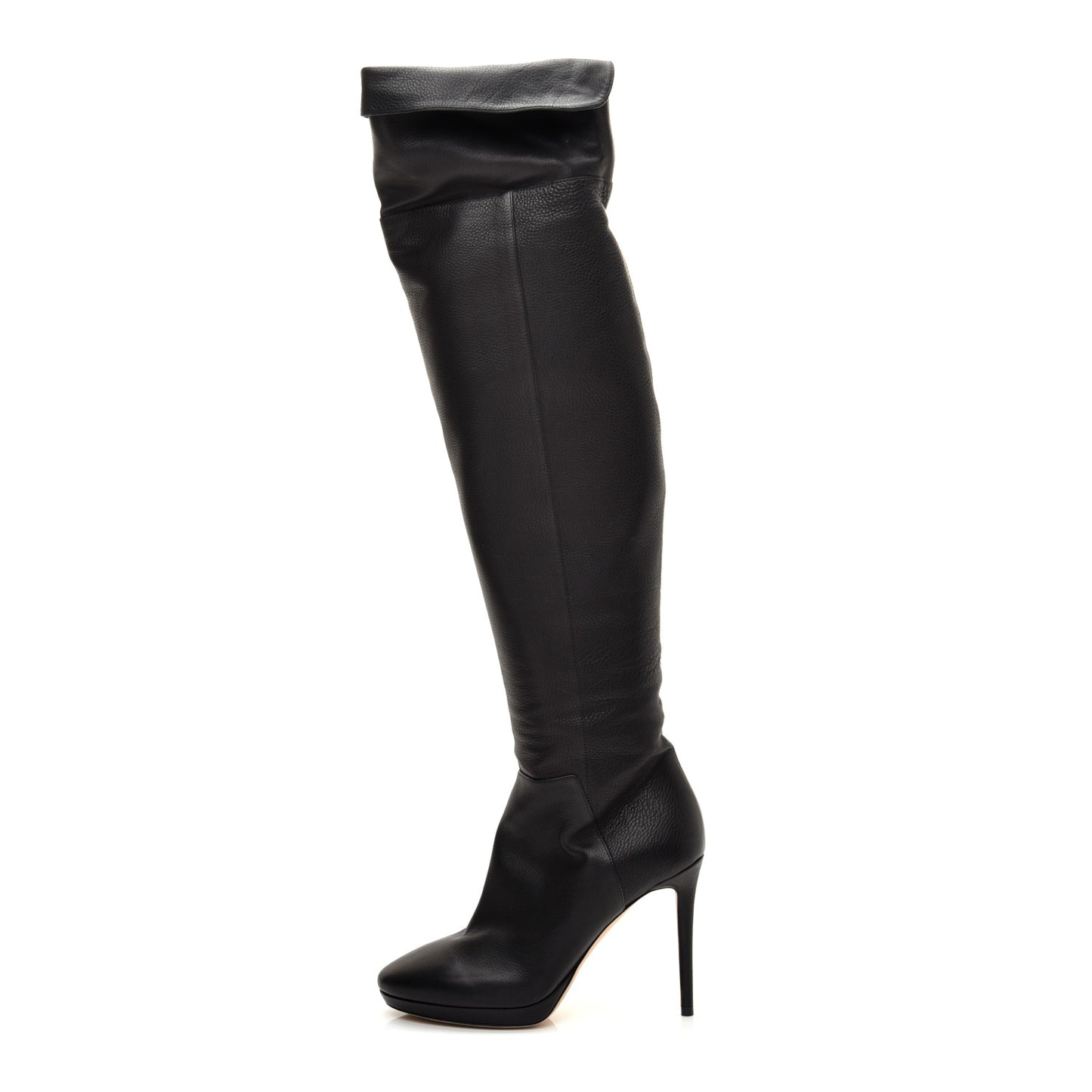 Grainy Calfskin Hayley 100 Over The Knee Boots 36 Black
