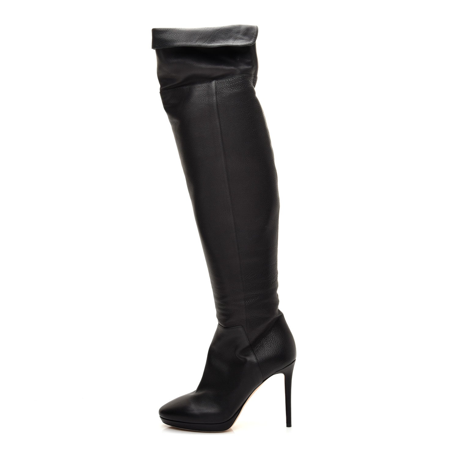 Jimmy Choo Grainy Calfskin Hayley 100 Over The Knee Boots 36 Black 1 of 7