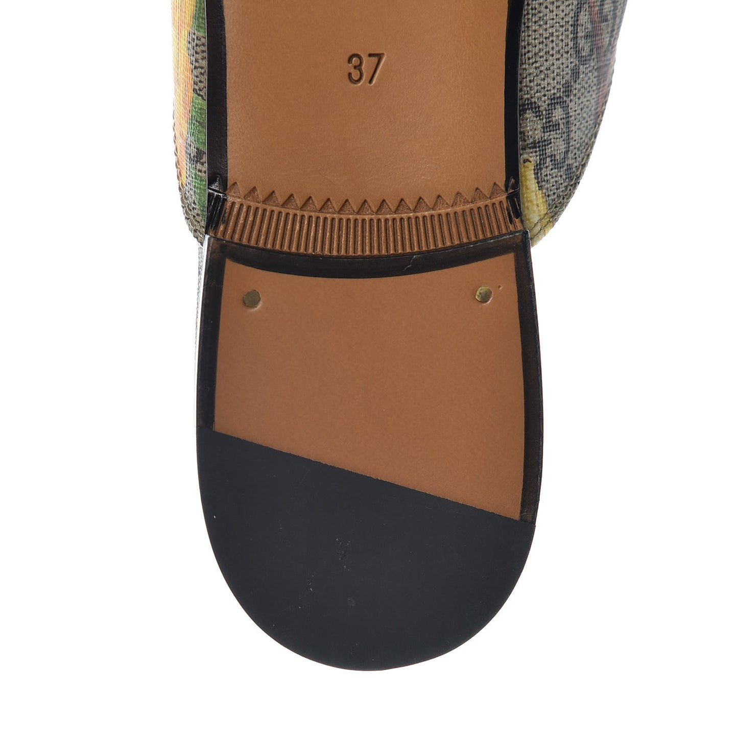 GG Supreme Monogram Tian Womens Princetown Slippers 37 Beige Ebony Multicolor