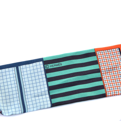 Hermes Silk Couvertures Nouvelles Twilly White Vert Orange 4 of 4
