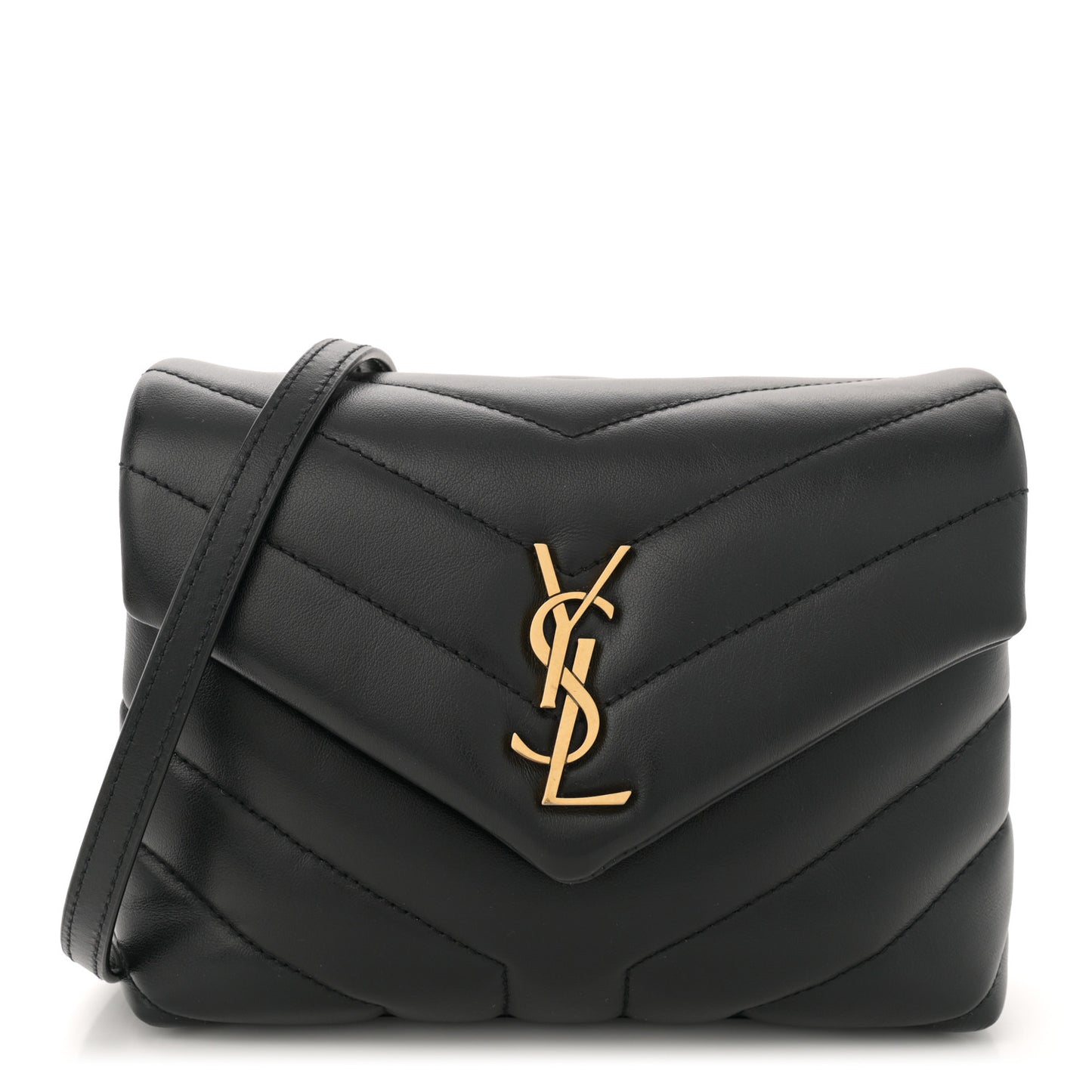 Calfskin Y Quilted Monogram Toy Loulou Crossbody Bag Black