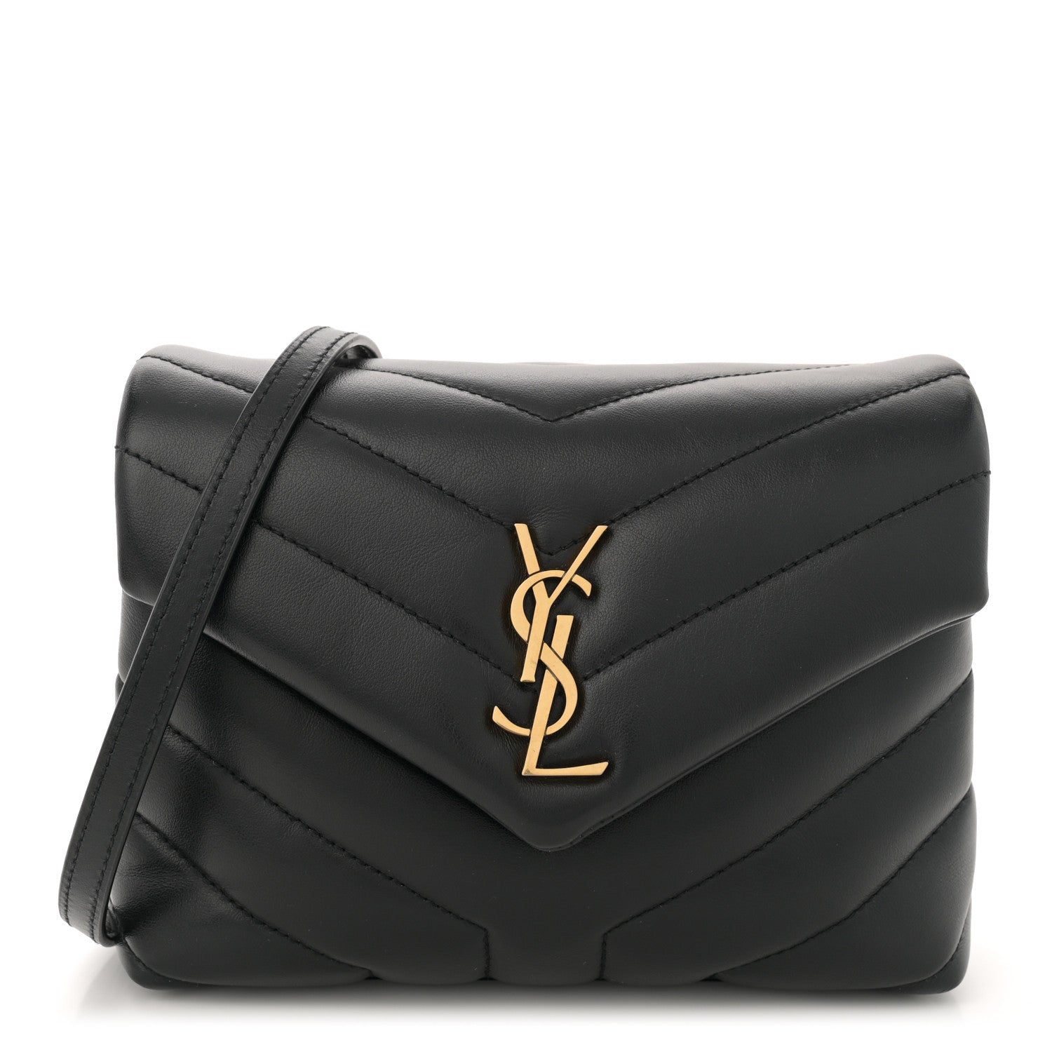 Saint Laurent Calfskin Y Quilted Monogram Toy Loulou Crossbody Bag Black 1 of 10