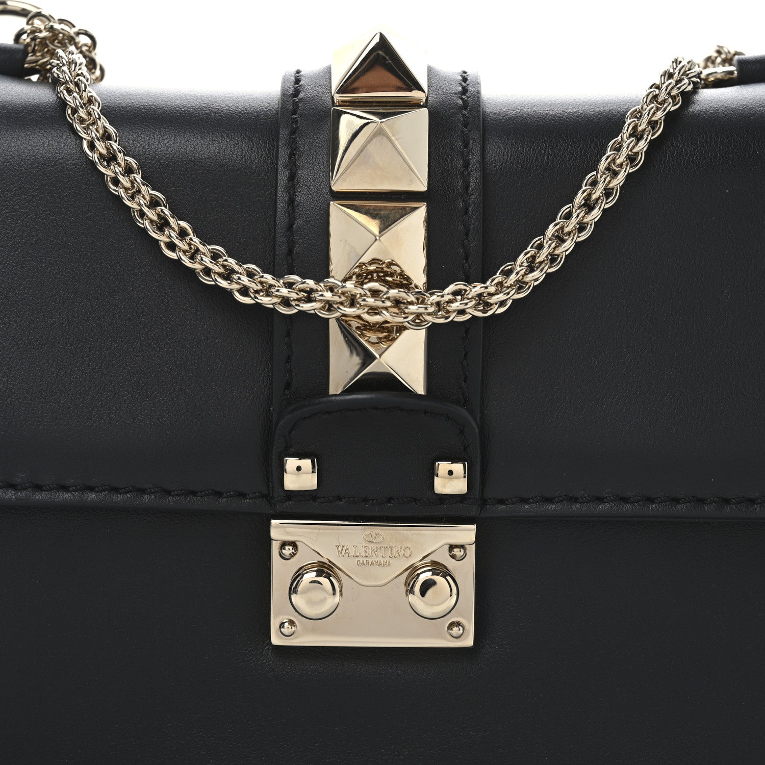 Valentino Garavani Vitello Small Glam Lock Rockstud Flap Black 7 of 9