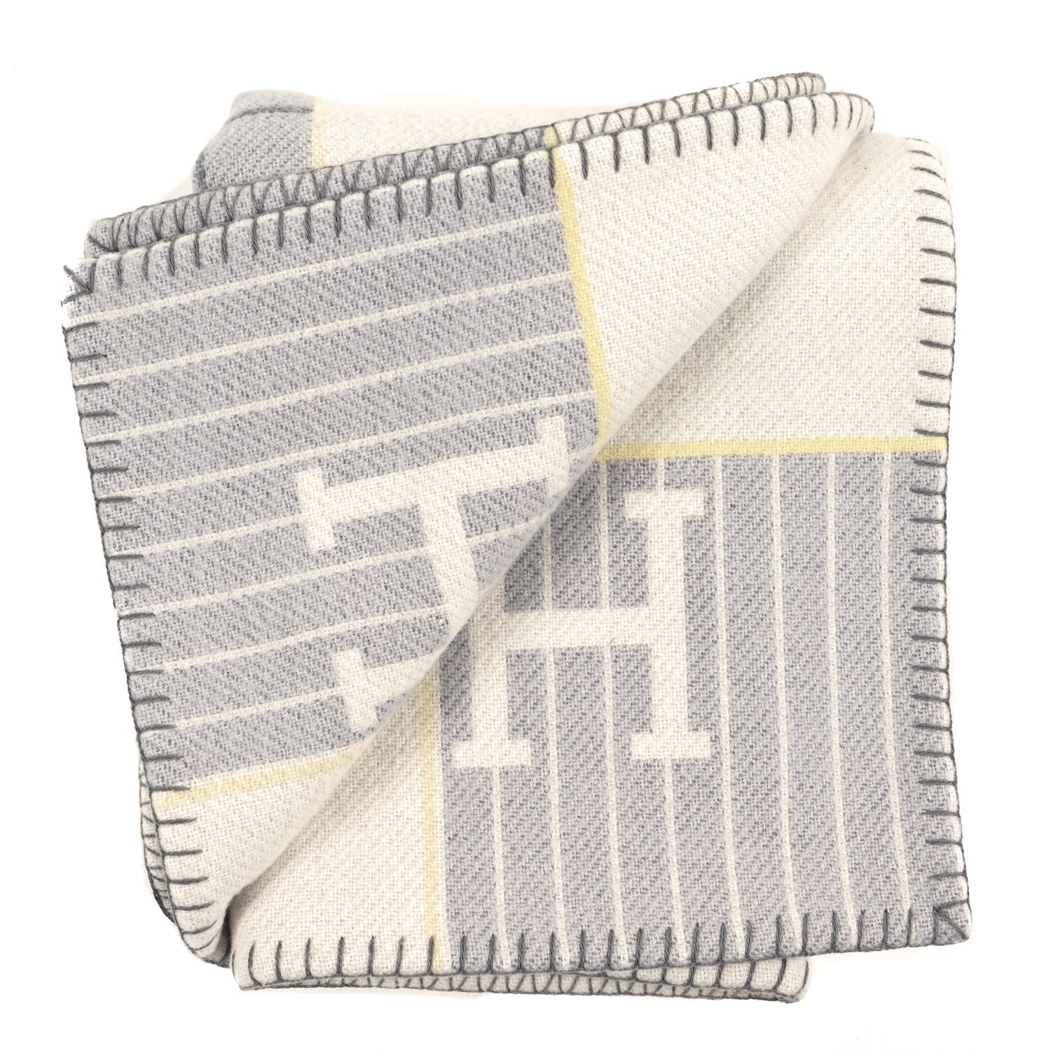 Hermes Wool Cashmere Avalon Cabriole Blanket Gris Perle 1824666
