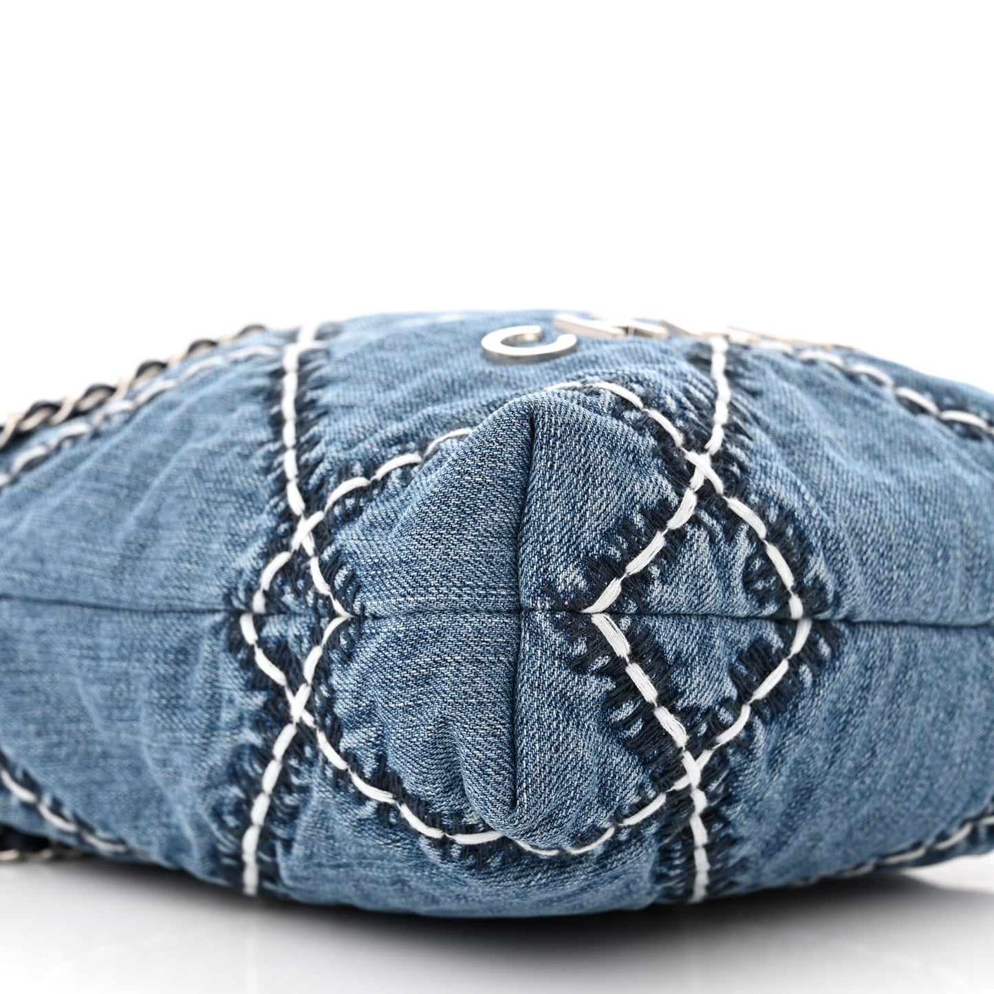 Denim Stitched Quilted Mini Chanel 22 Blue