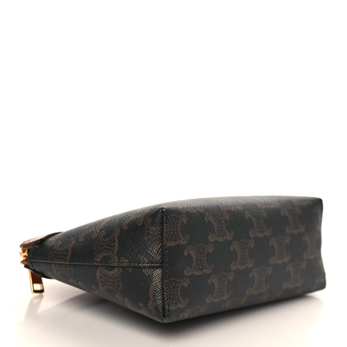 Triomphe Canvas Calfskin Small Zipped Pouch Tan