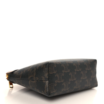 Celine Triomphe Canvas Calfskin Small Zipped Pouch Tan 4 of 8