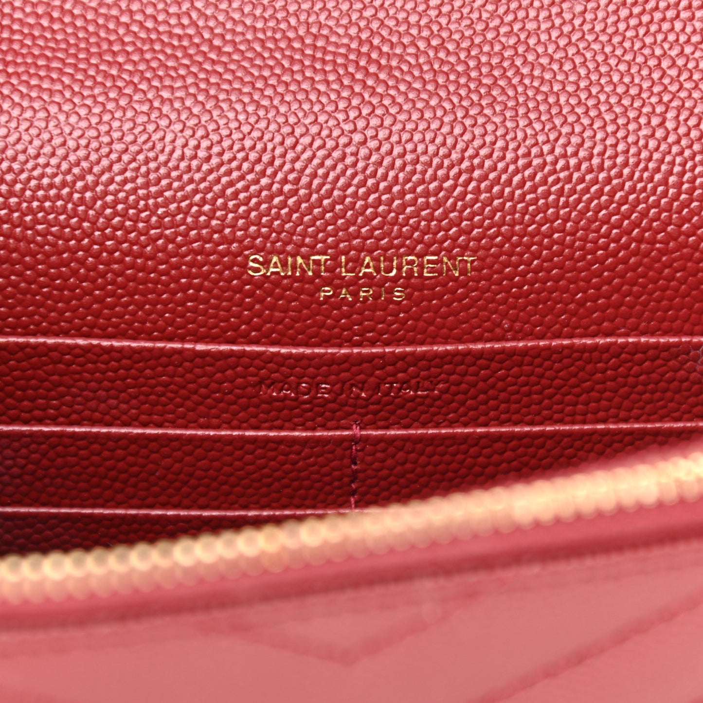 Grain De Poudre Matelasse Chevron Monogram Envelope Chain Wallet Opyum Red