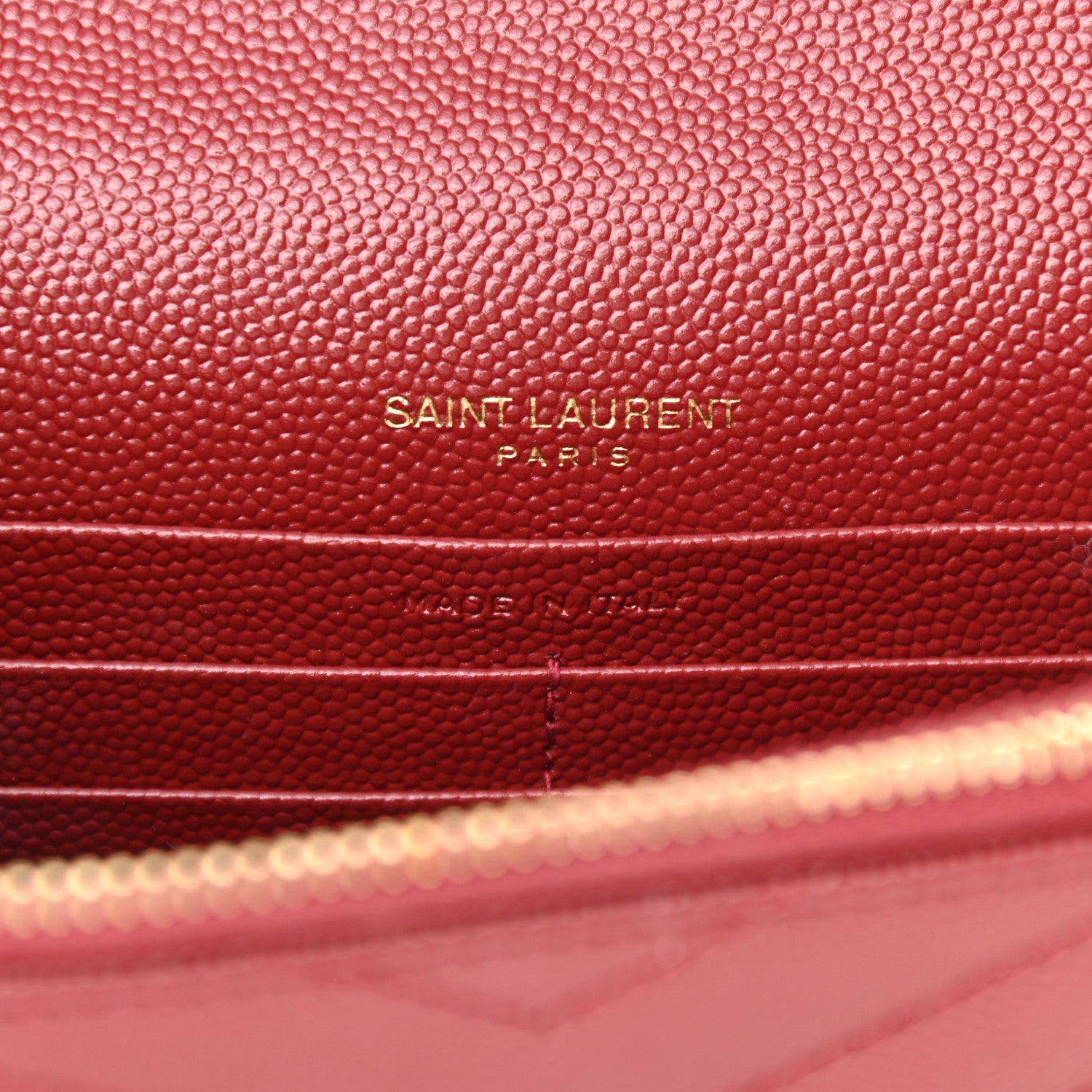 Saint Laurent Grain De Poudre Matelasse Chevron Monogram Envelope Chain Wallet Opyum Red 8 of 14