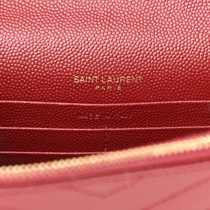 Saint Laurent Grain De Poudre Matelasse Chevron Monogram Envelope Chain Wallet Opyum Red 8 of 14