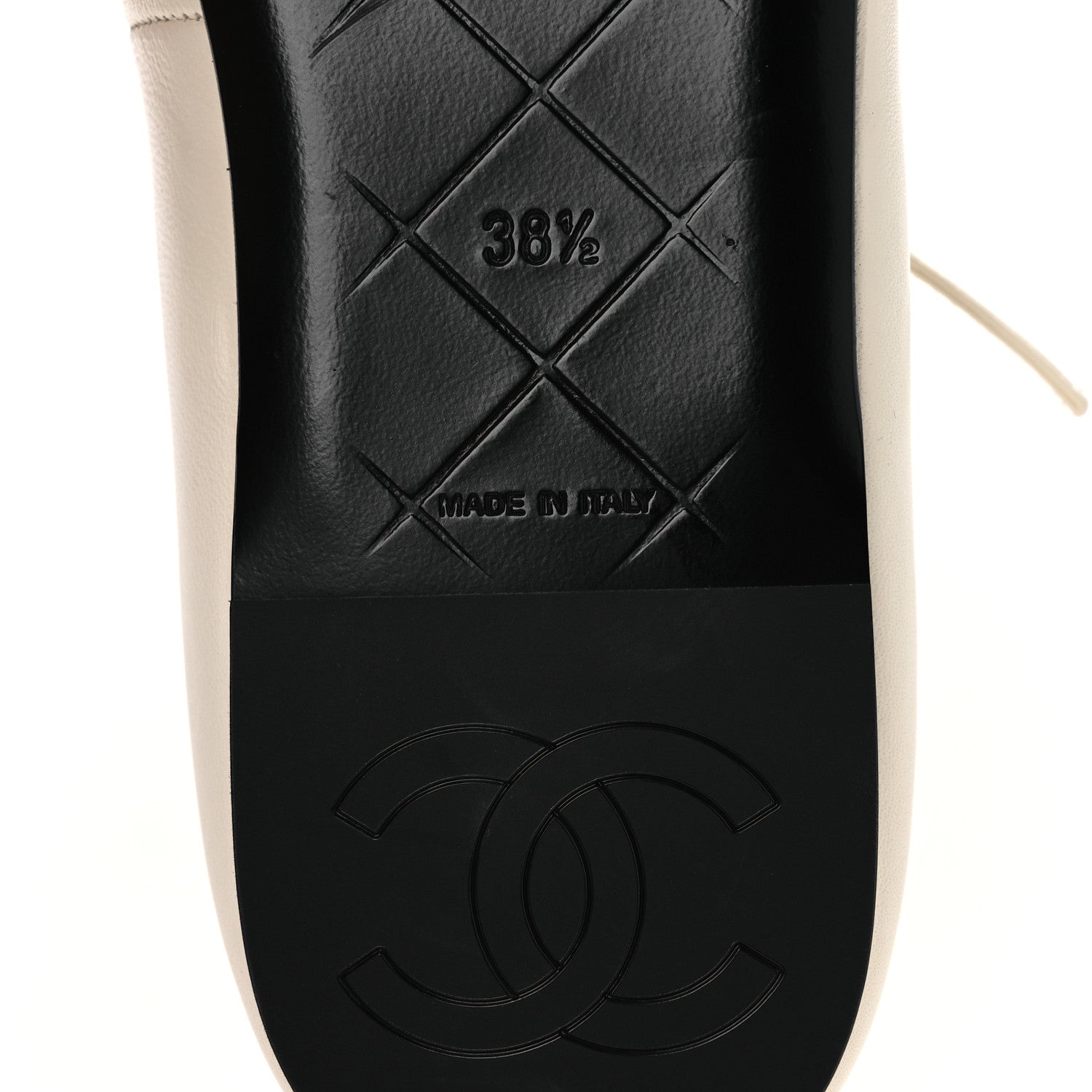 Chanel Lambskin Grosgrain Mary Jane Flats 38.5 Ivory Black 8 of 11