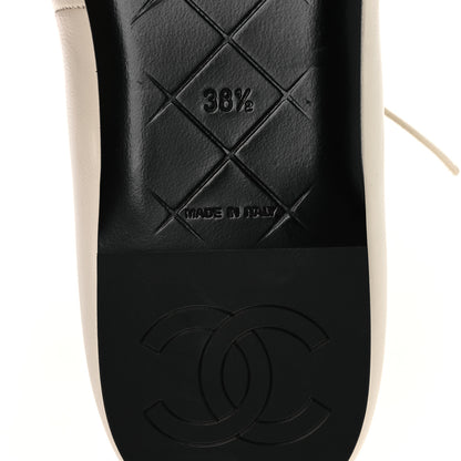 Chanel Lambskin Grosgrain Mary Jane Flats 38.5 Ivory Black 8 of 11