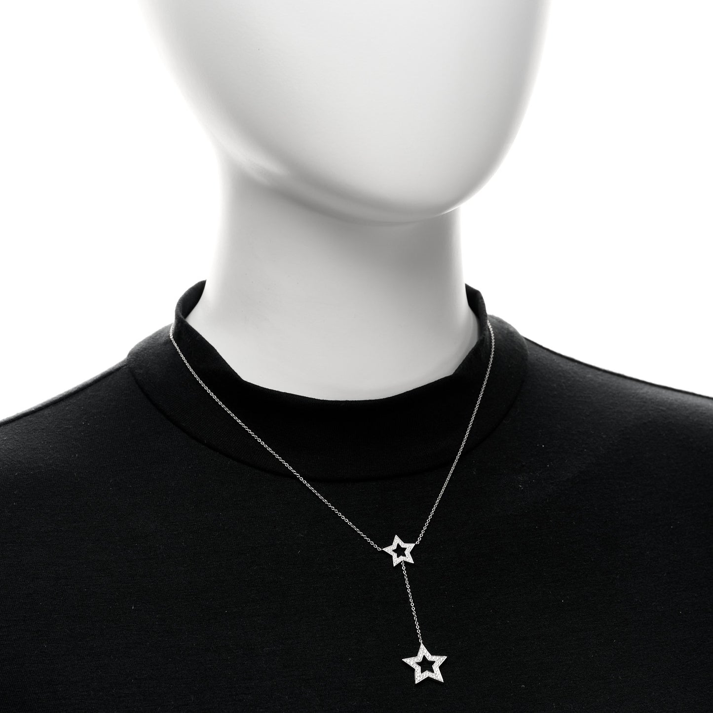 Platinum Diamond Star Lariat Necklace