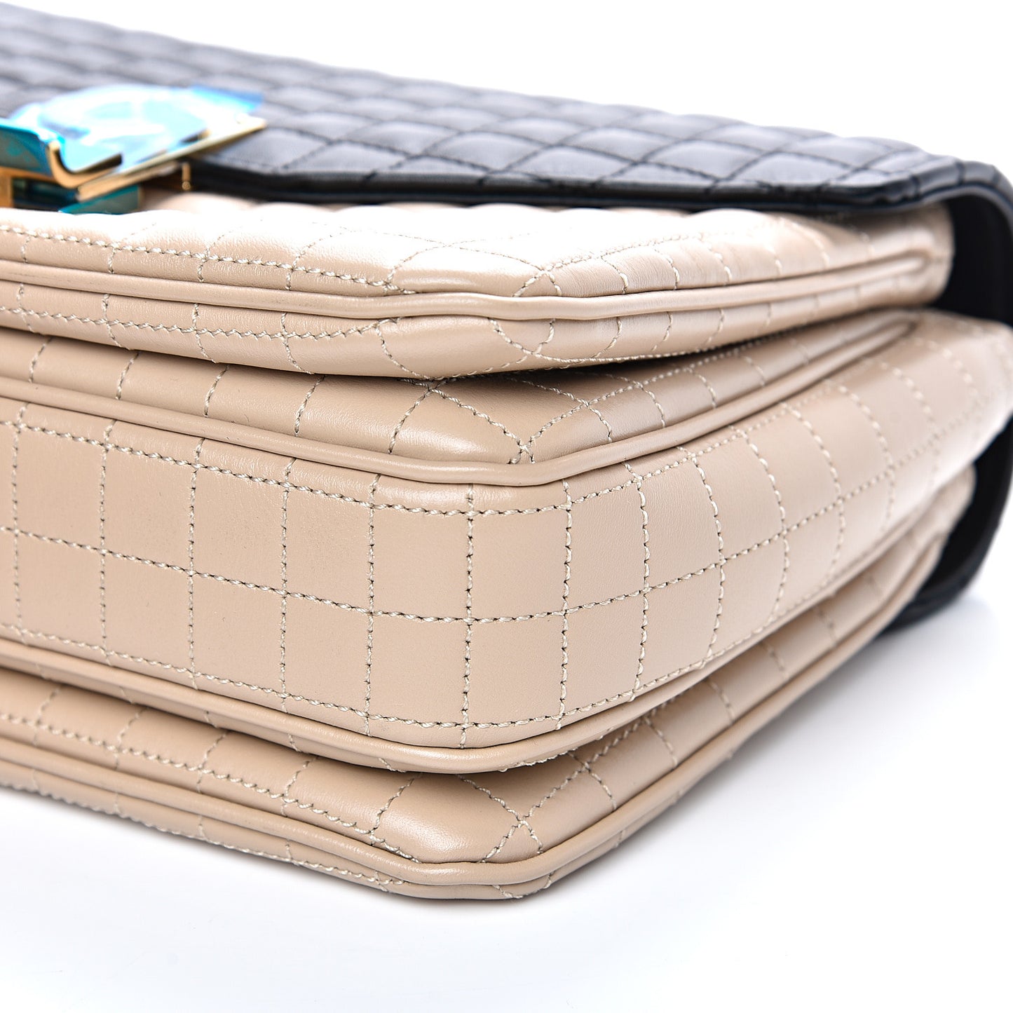 Calfskin Quilted Medium C Bag Nude Black