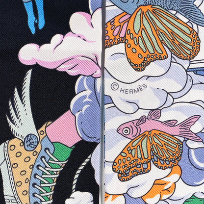 Hermes Silk Sur Mon Nuage Twilly Bleu Black Mauve 4 of 4