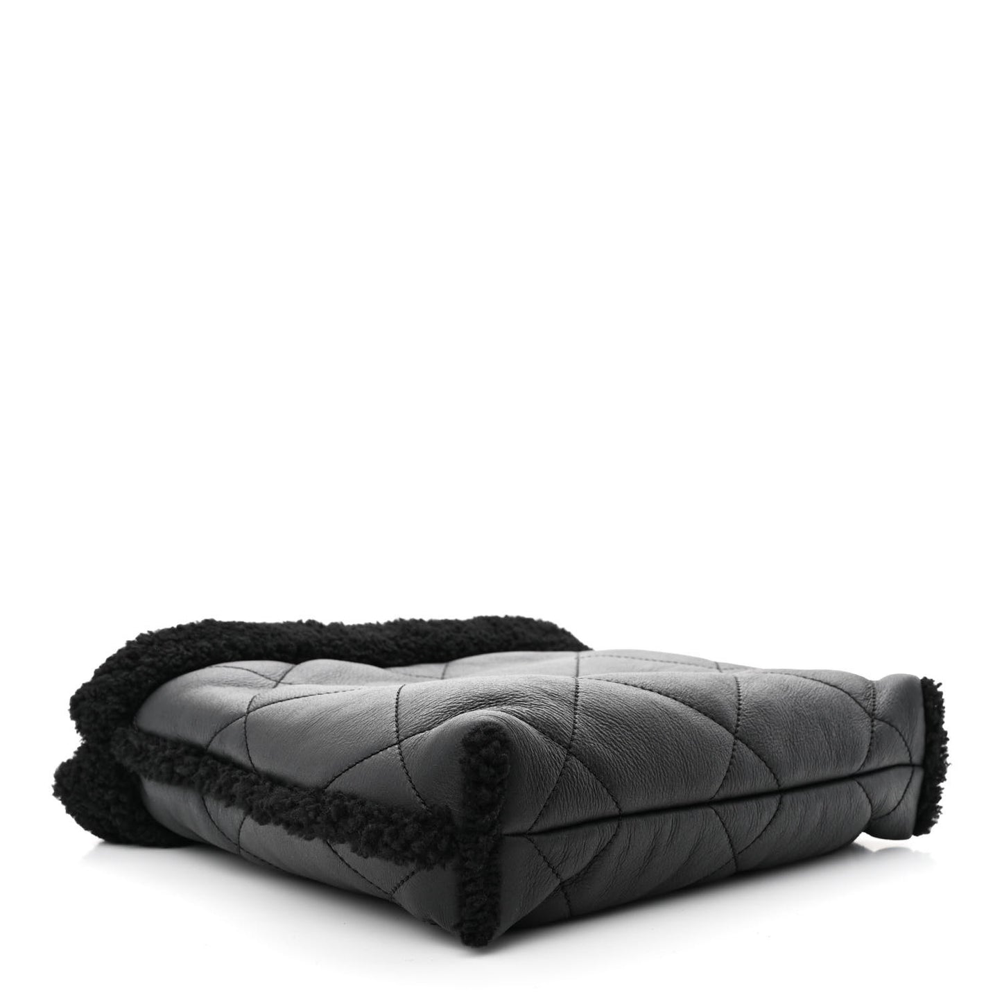 Shearling Aged Lambskin Quilted Small Chanel 22 Black