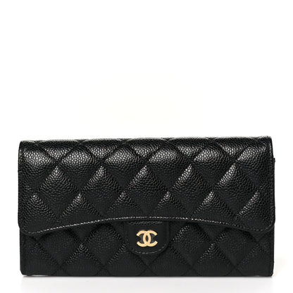 Chanel Caviar Quilted Large Gusset Flap Wallet Black 1 of 10