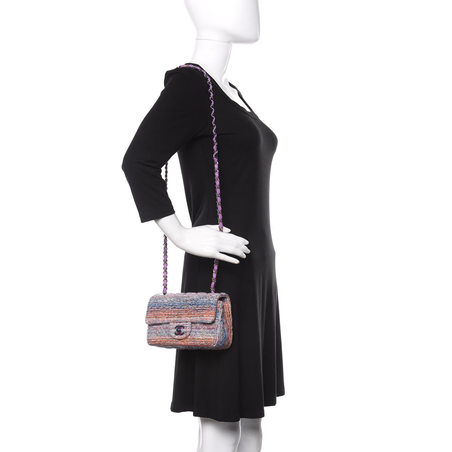 Tweed Quilted Mini Rectangular Flap Blue Pink Orange