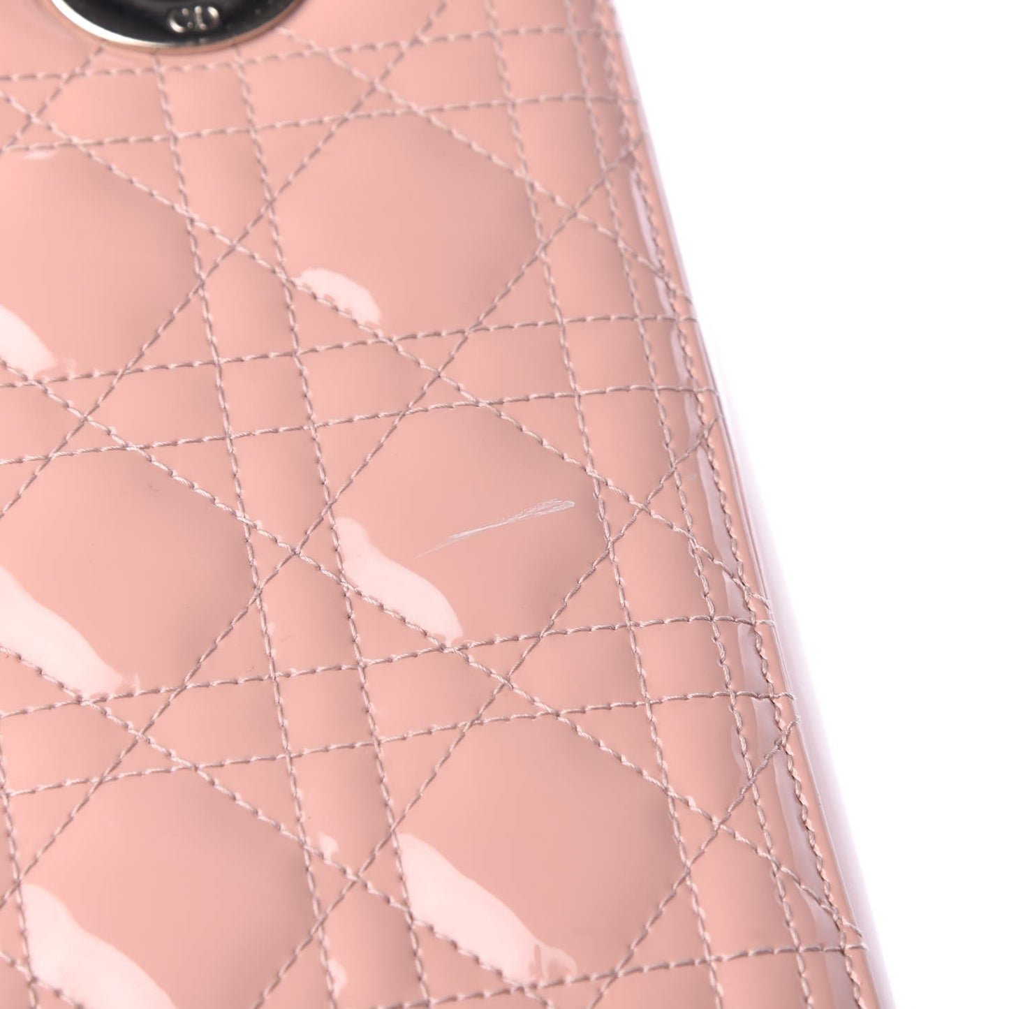 Patent Cannage Medium Lady Dior Rose Clair