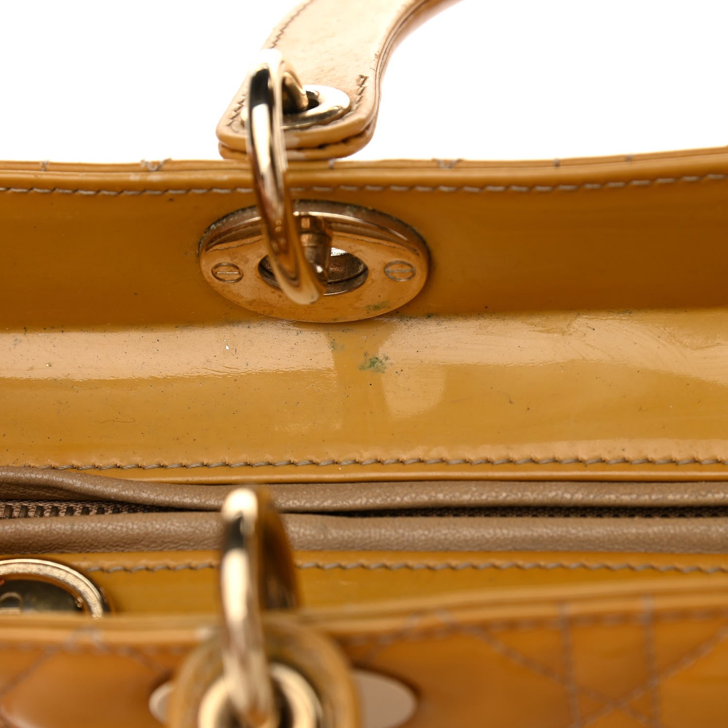 Christian Dior Patent Cannage Large Lady Dior Yellow 11 of 15