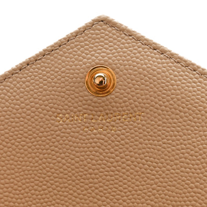 Saint Laurent Grain De Poudre Matelasse Chevron Monogram Chain Wallet Nude Powder 6 of 11