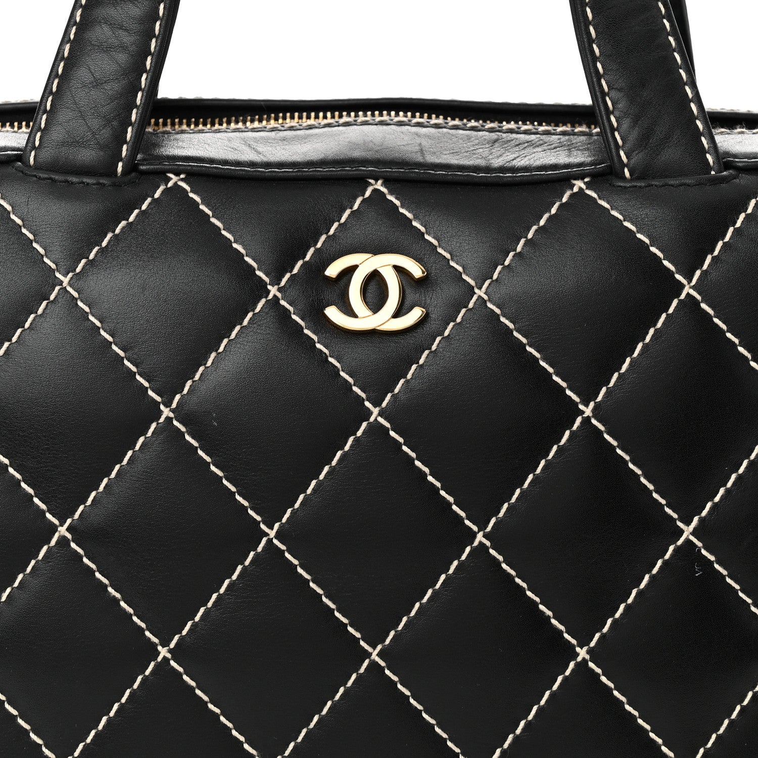 Chanel Calfskin Contrast Stitch Surpique Bowler Black 8 of 10