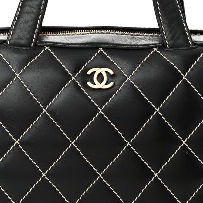 Chanel Calfskin Contrast Stitch Surpique Bowler Black 8 of 10