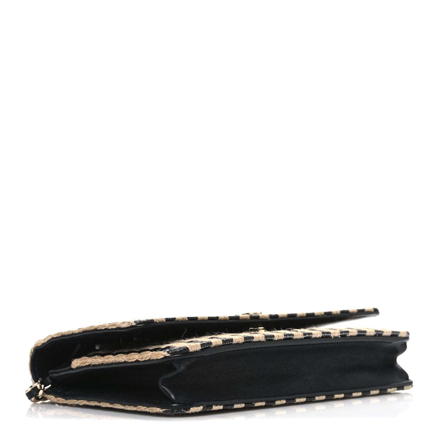 Raffia Jute Striped Urban Jungle Wallet On Chain WOC Black Beige