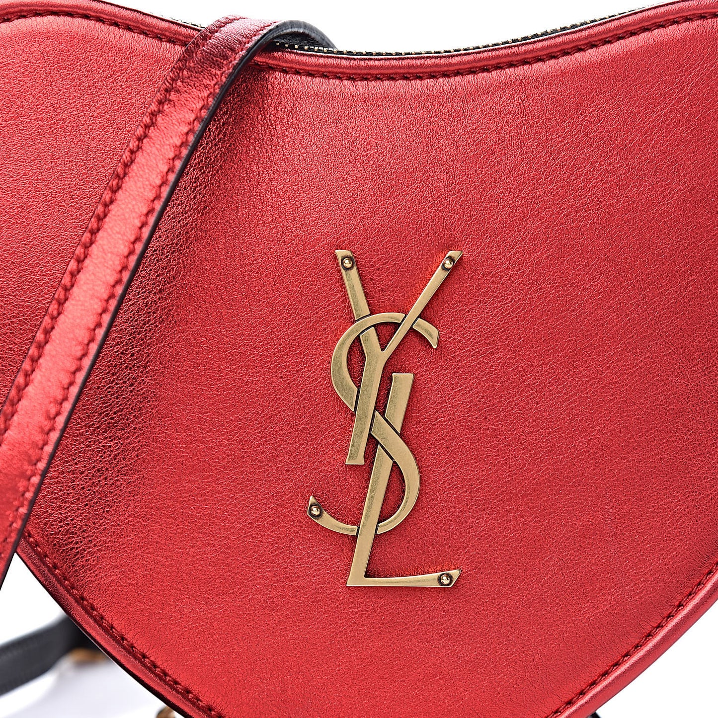 Metallic Calfskin Heart Monogram Crossbody Black Rouge