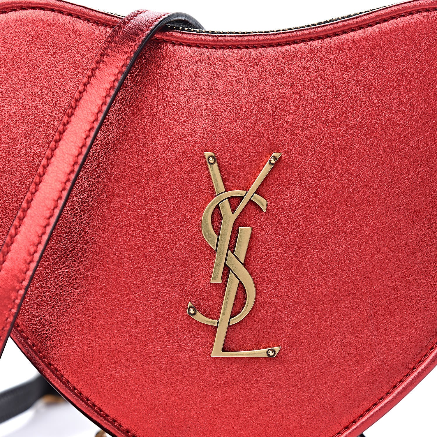 Saint Laurent Metallic Calfskin Heart Monogram Crossbody Black Rouge 11 of 11