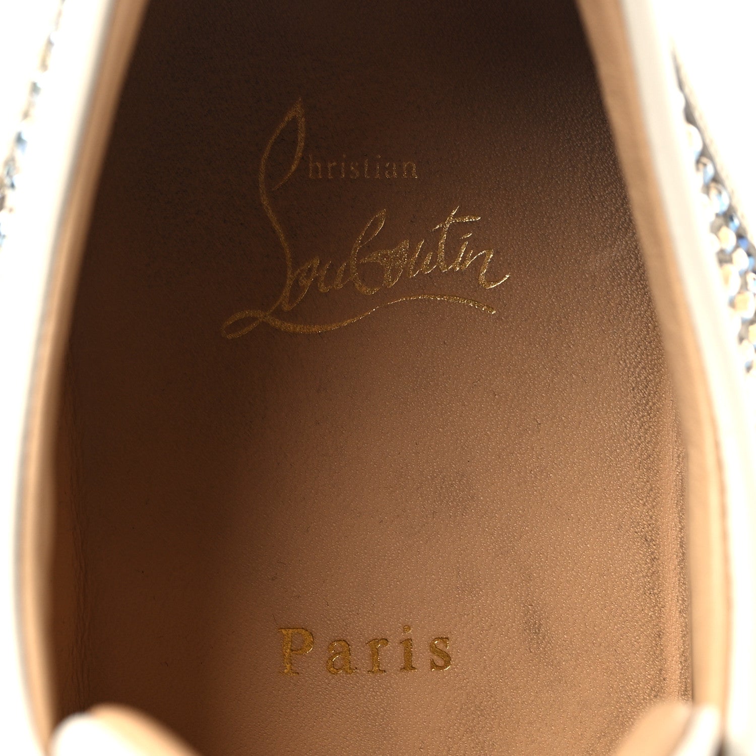 Christian Louboutin Calfskin Veau Velours Strass Mens Louis Junior Flat Sneakers 46 Latte 8 of 10
