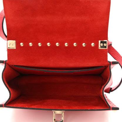 Valentino Garavani Pebbled Calfskin Rockstud Overlay Flap Top Handle Bag Rouge Pur 5 of 9