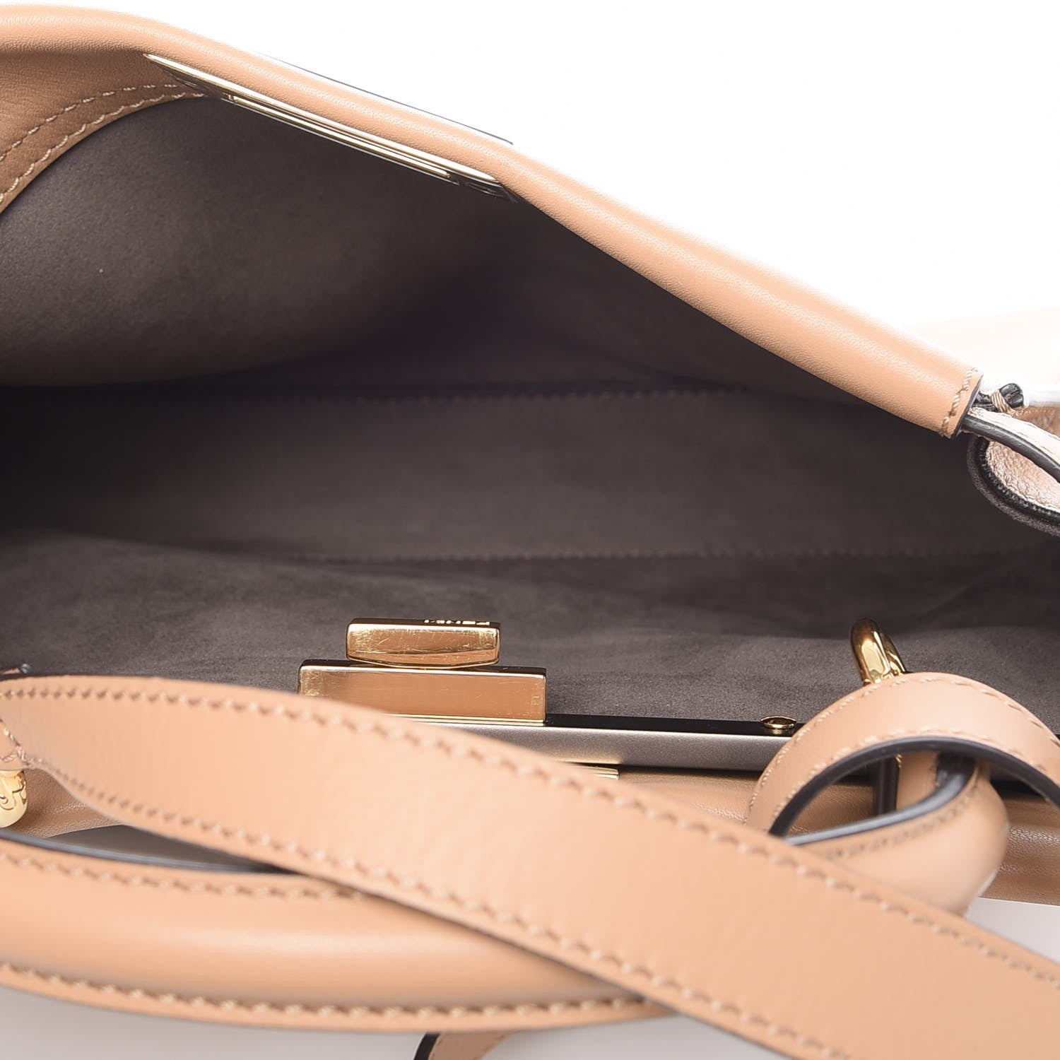 Fendi Vitello Seta Medium Peekaboo Iconic Satchel Cuoio 6 of 9