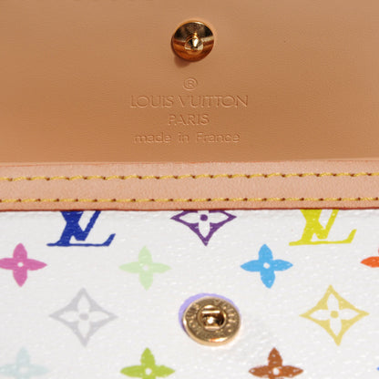 Louis Vuitton Monogram Multicolor Porte-Monnaie Plat Coin Purse White 6 of 7