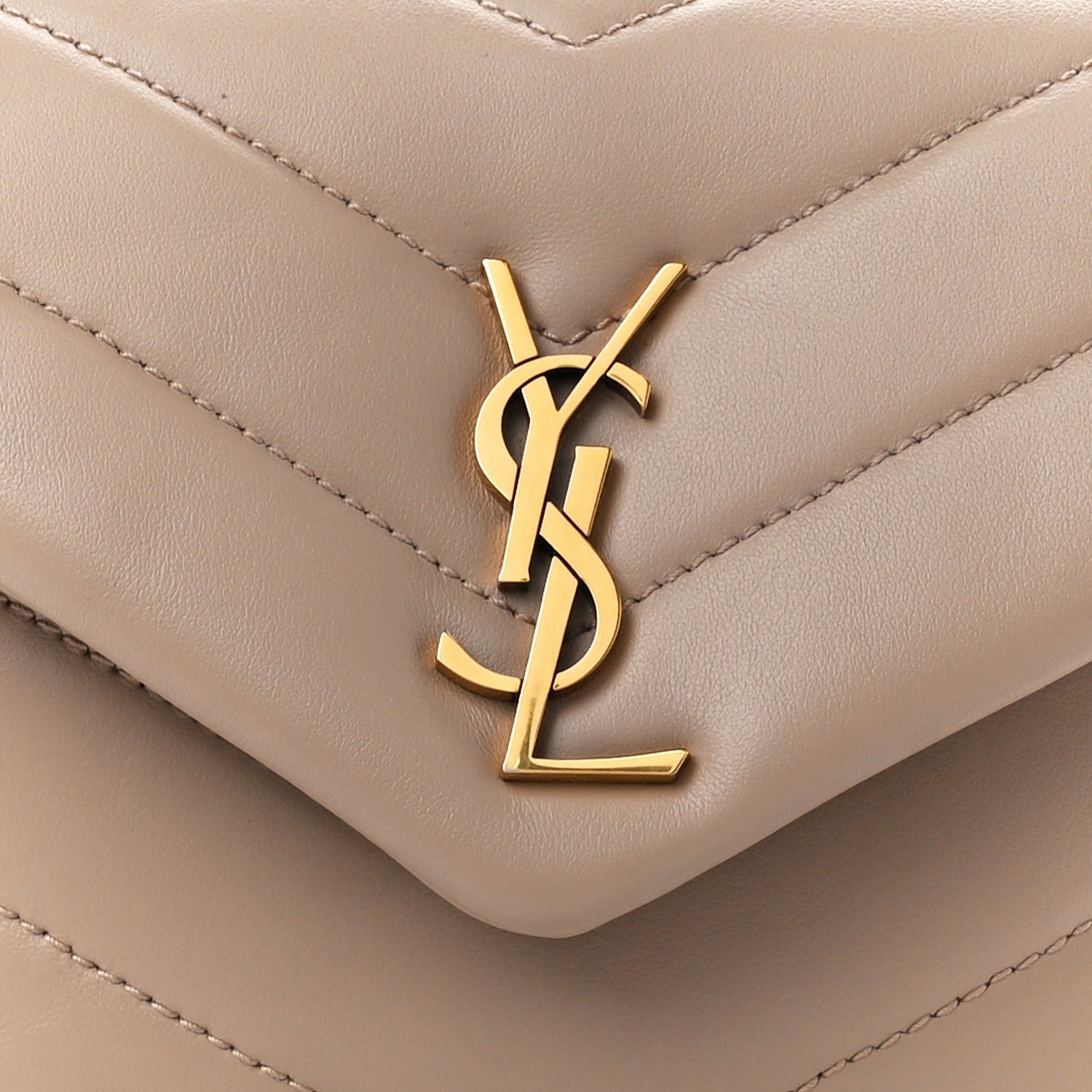 Saint Laurent Calfskin Y Quilted Monogram Toy Loulou Crossbody Bag Dark Beige 9 of 11