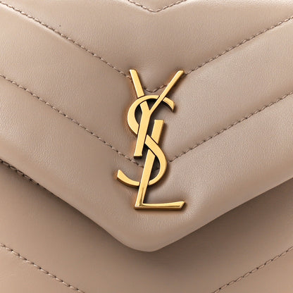 Saint Laurent Calfskin Y Quilted Monogram Toy Loulou Crossbody Bag Dark Beige 9 of 11