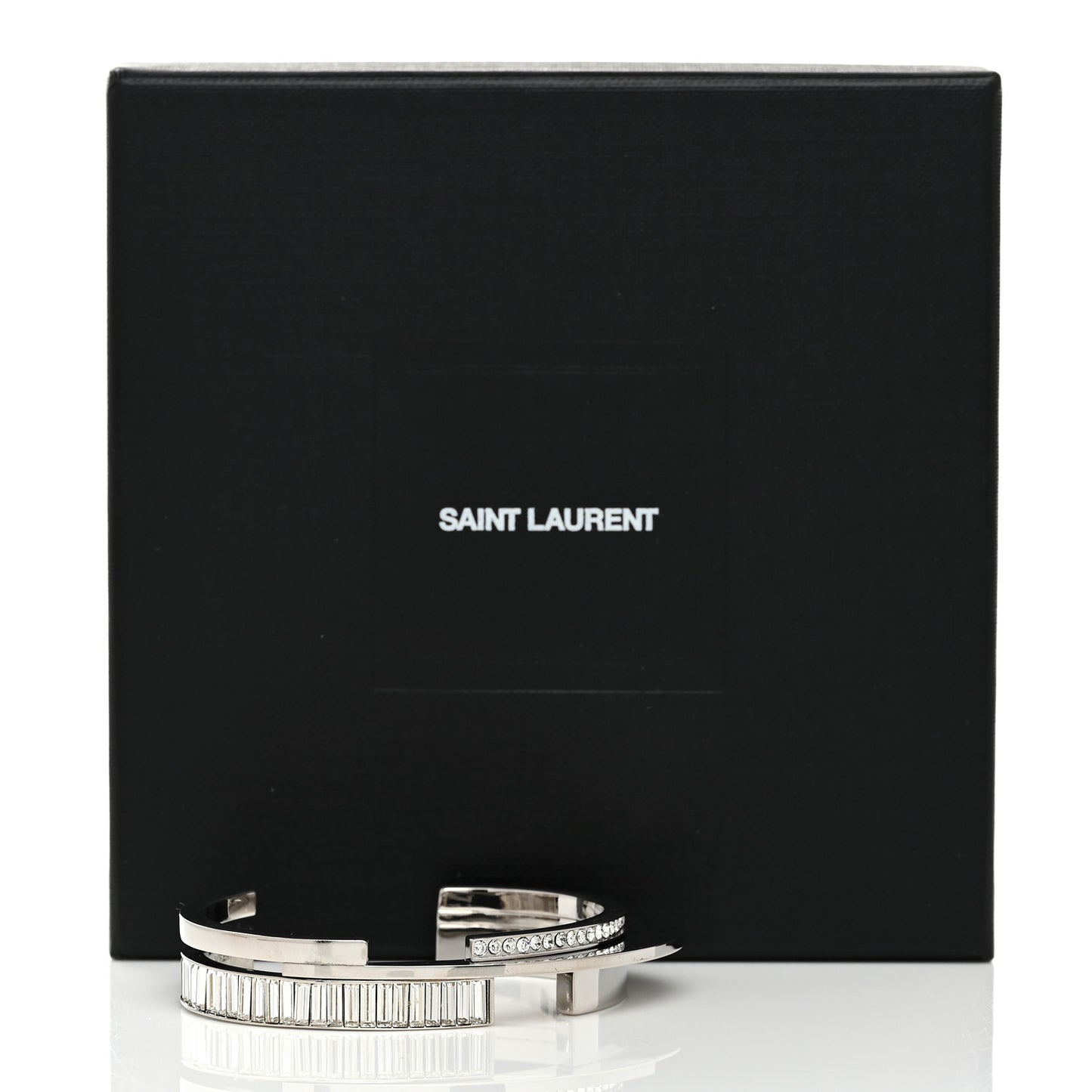 Metal Crystal Stacked Bangle Bracelet Silver