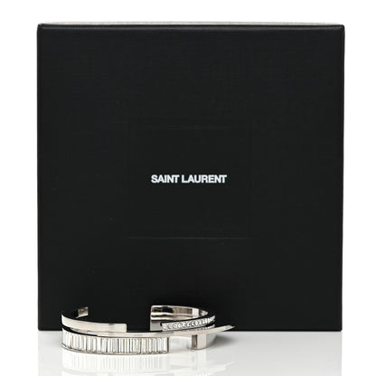 Saint Laurent Metal Crystal Stacked Bangle Bracelet Silver 5 of 5