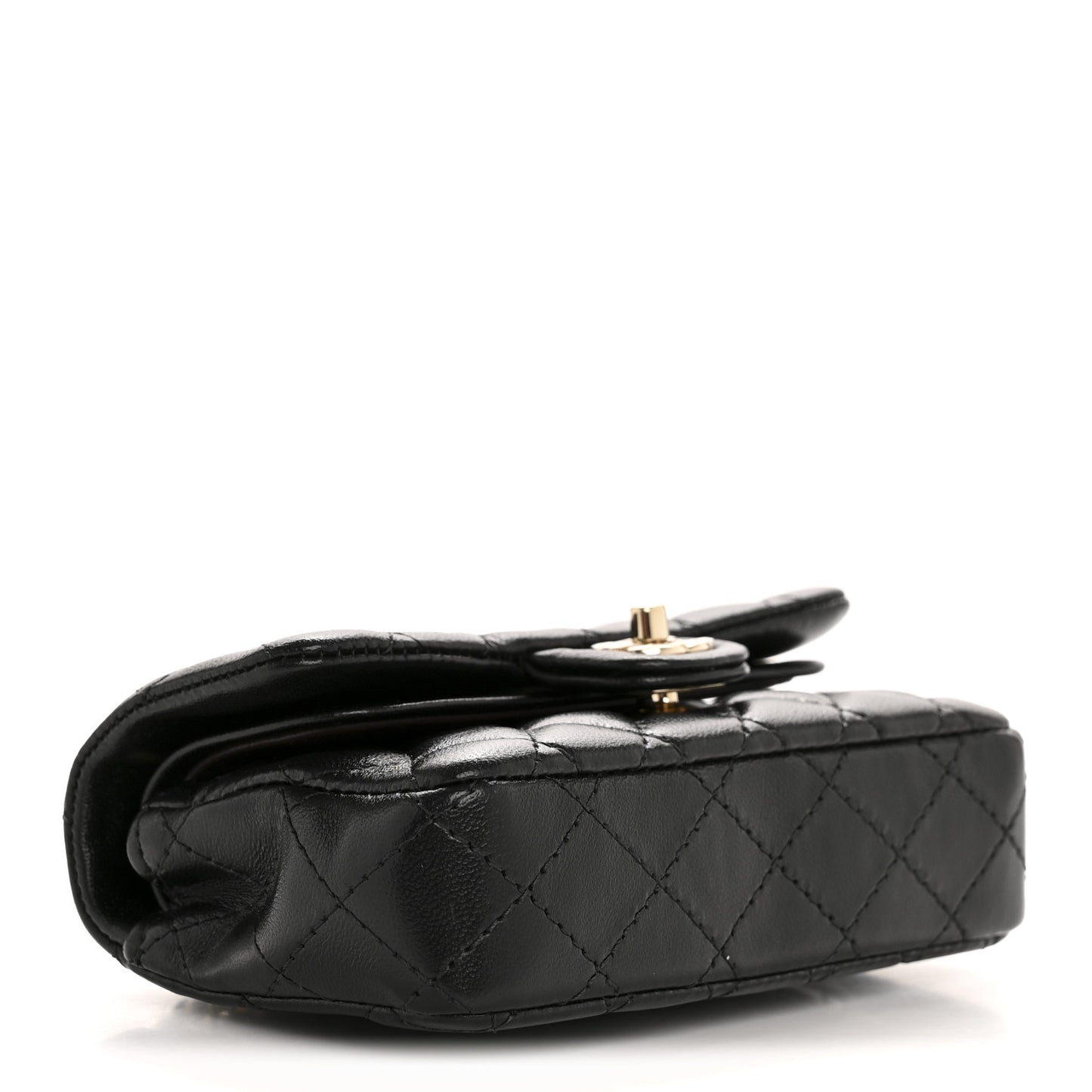 Lambskin Quilted Mini Flap Bag Charm With Hook Black