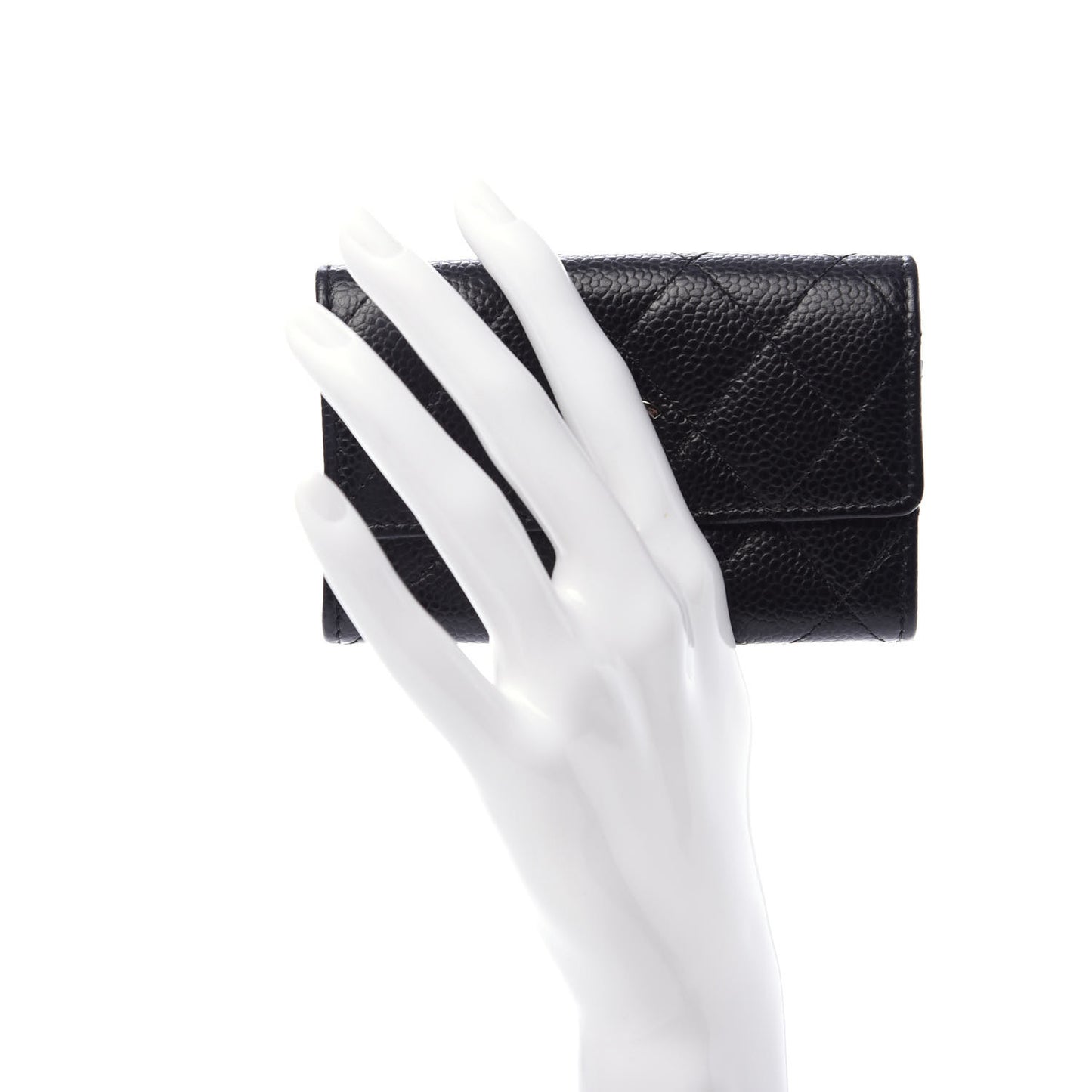 Caviar Quilted Flap Card Holder Black