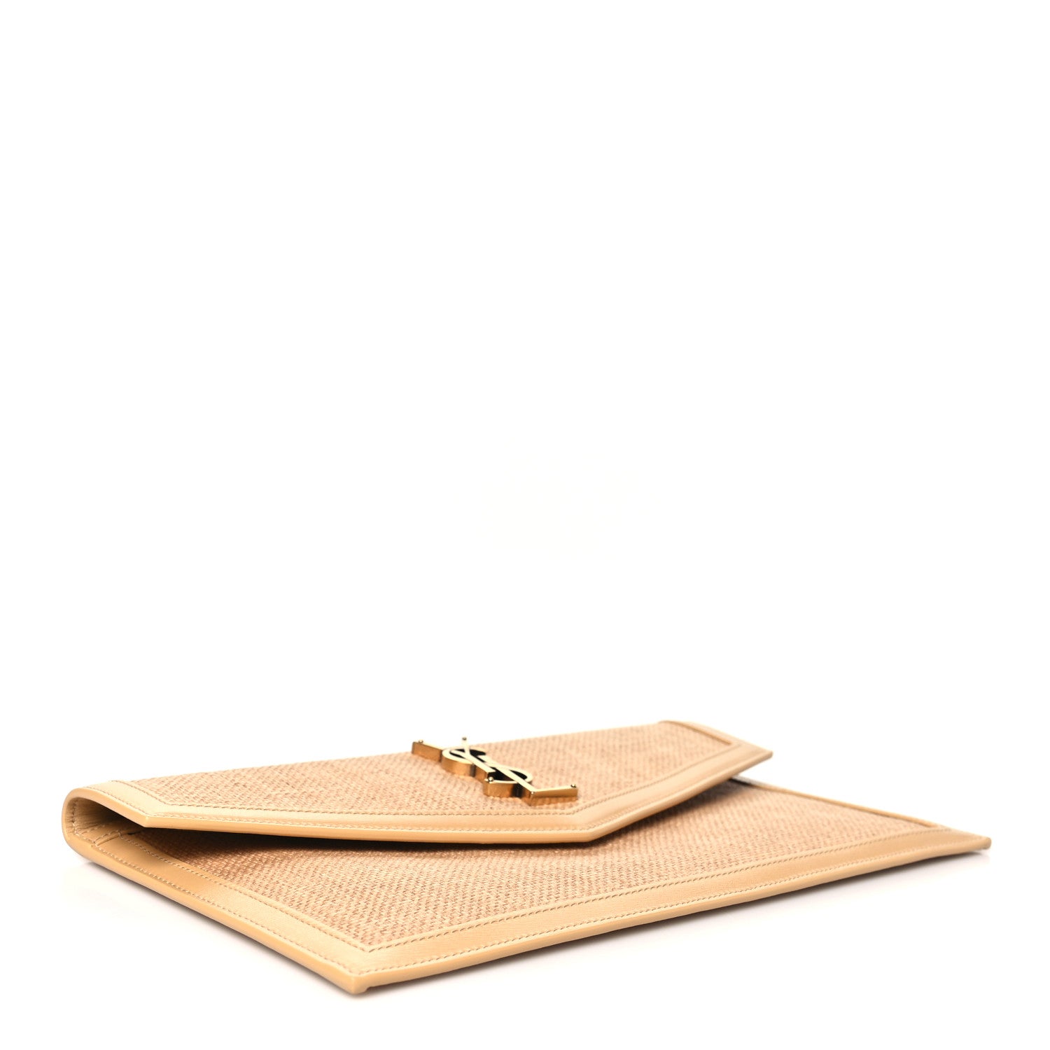 Saint Laurent Micro Raffia Uptown Pouch Natural Hay Blush 4 of 11