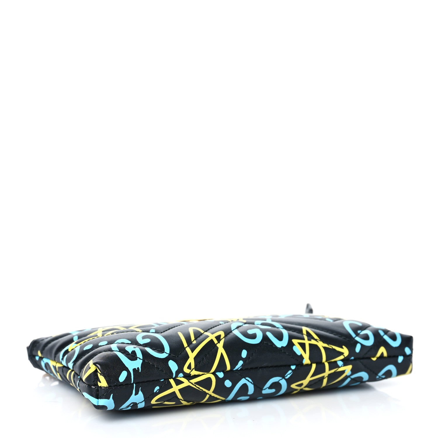 Gucci Calfskin Matelasse Printed Mini GucciGhost GG Marmont Chain Bag Black New Acquamarine 4 of 12