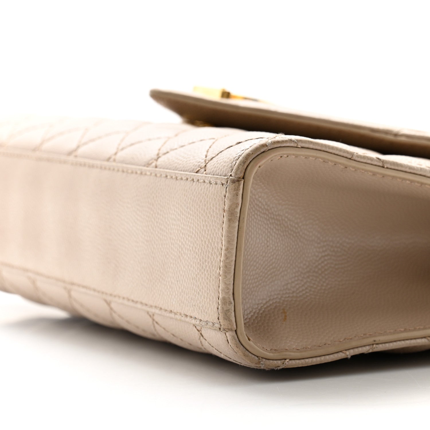 Saint Laurent Grain De Poudre Textured Mixed Matelasse Medium Triquilt Monogram Satchel Dark Beige 10 of 15