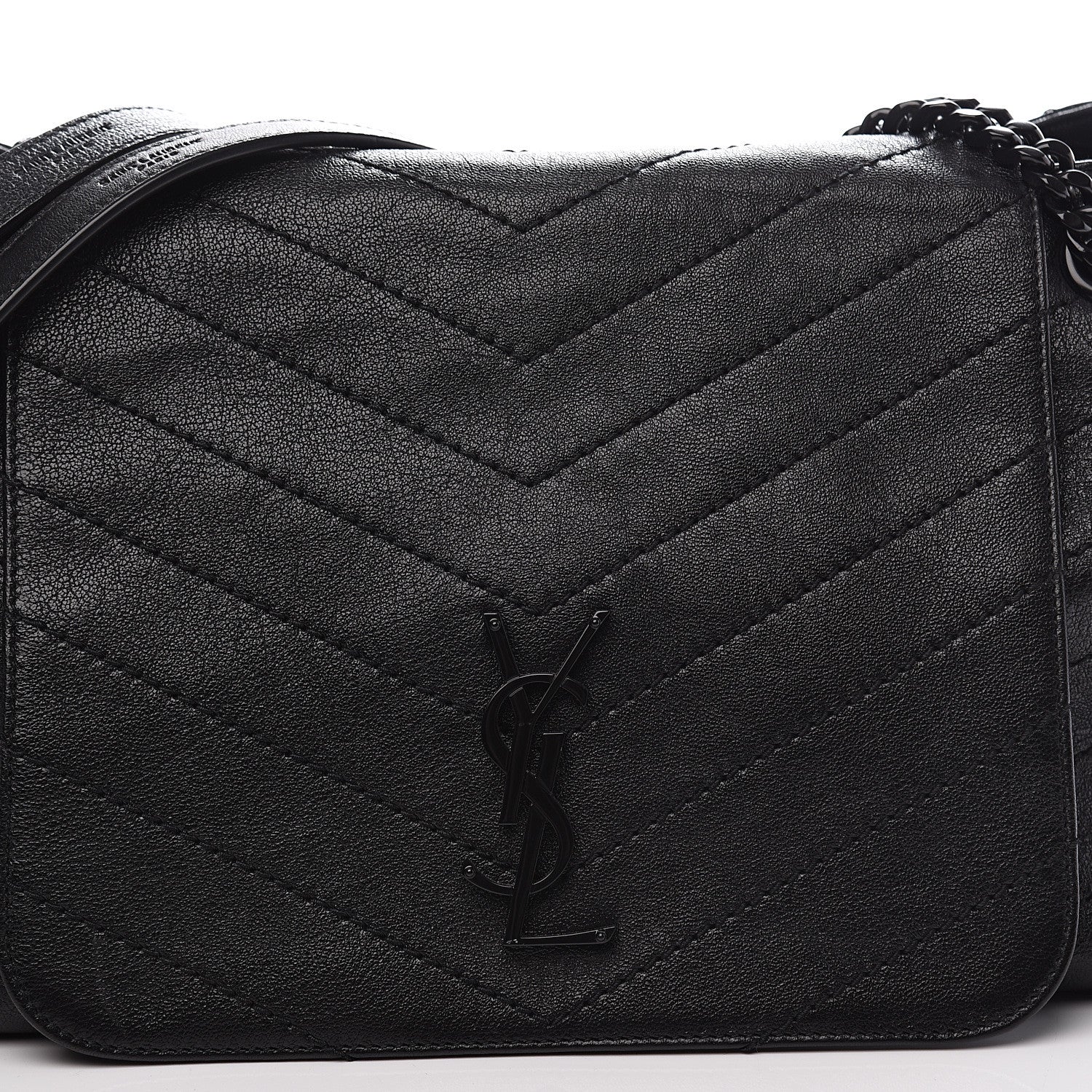 Saint Laurent Vintage Lambskin Chevron Monogram Medium Nolita Black 7 of 9