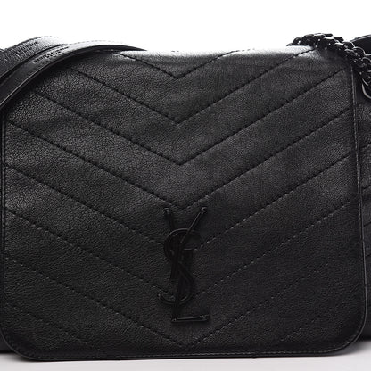 Saint Laurent Vintage Lambskin Chevron Monogram Medium Nolita Black 7 of 9