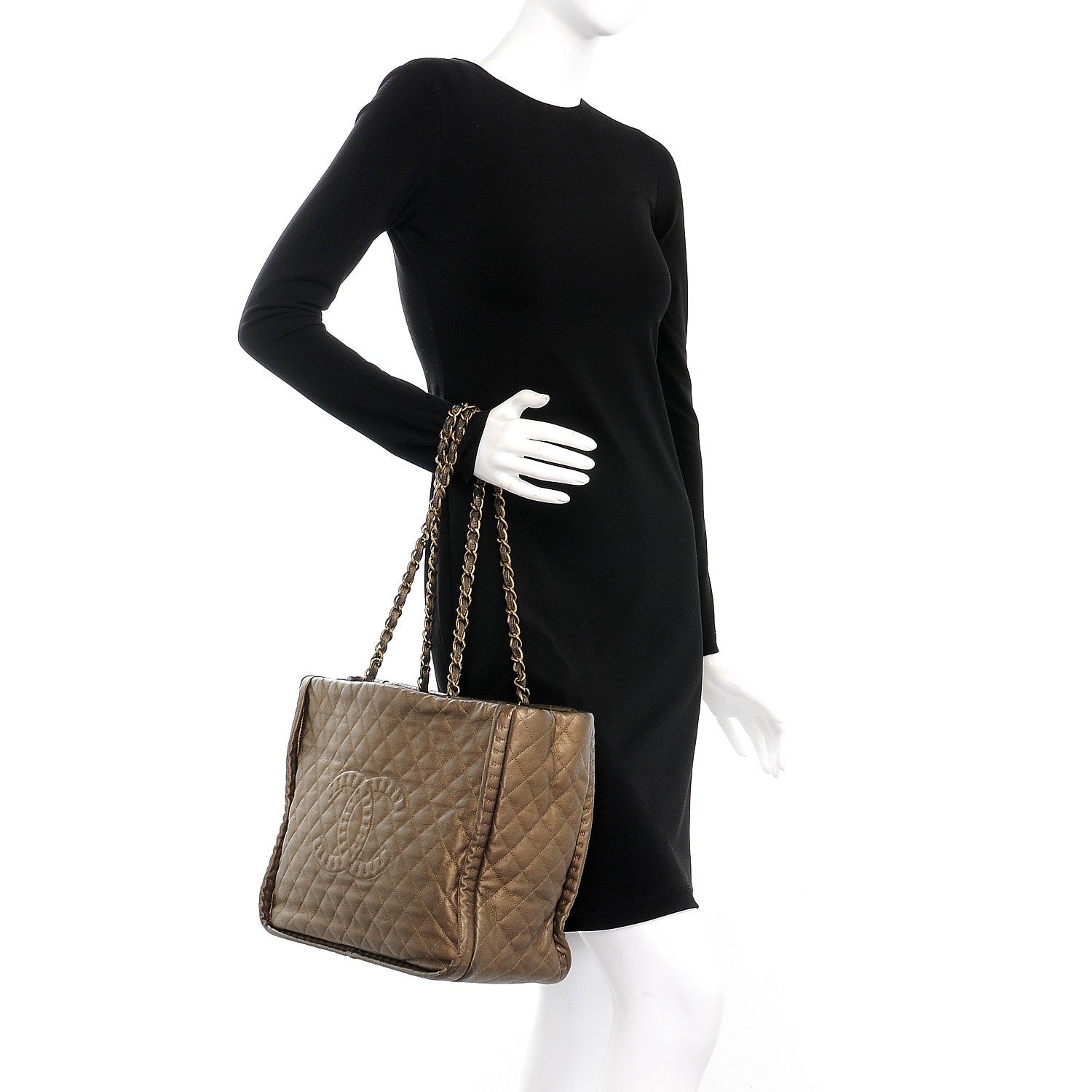 Chanel Metallic Calfskin Quilted Large Istanbul Tote Gold 2 of 12