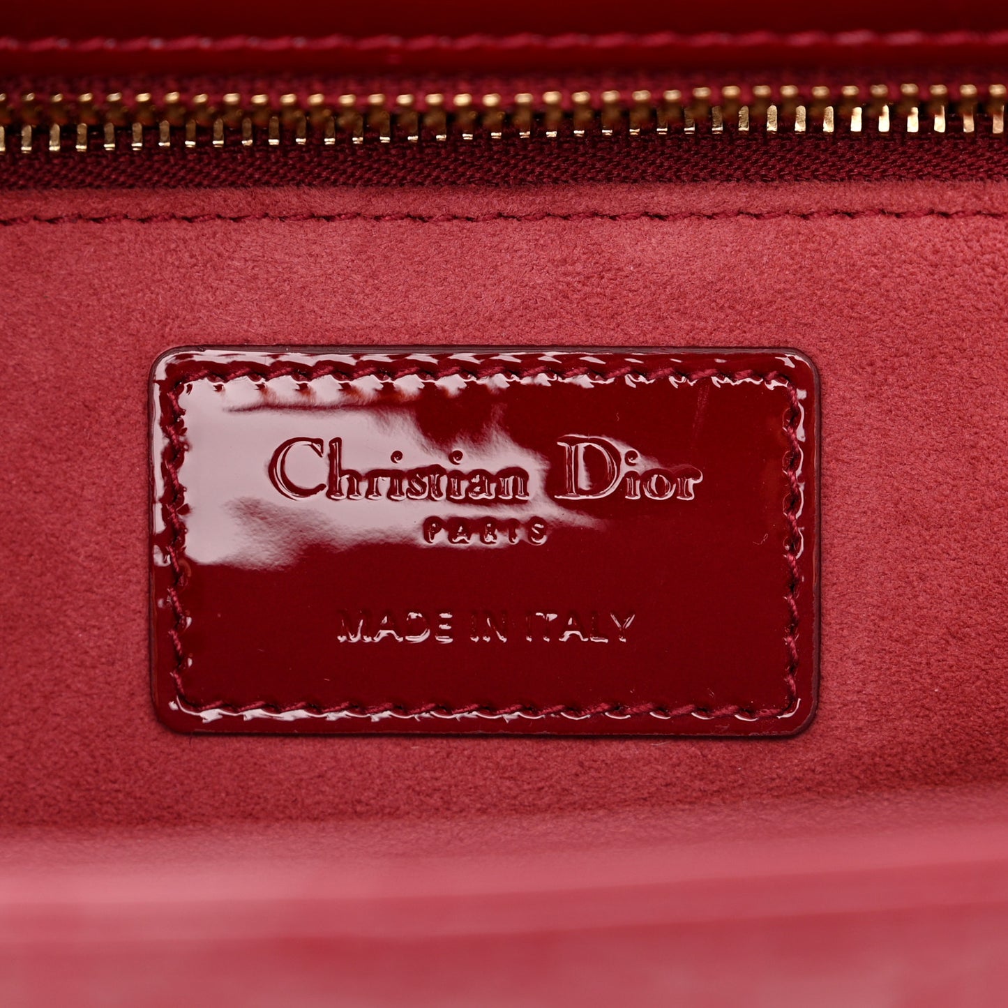 CHRISTIAN DIOR Patent Cannage Large Lady Dior Red